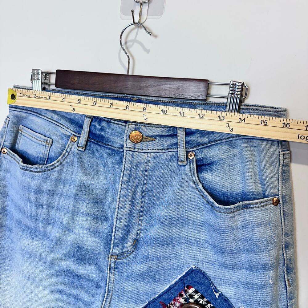 Ann Taylor Loft Patchwork Button Distress Denim J… - image 2